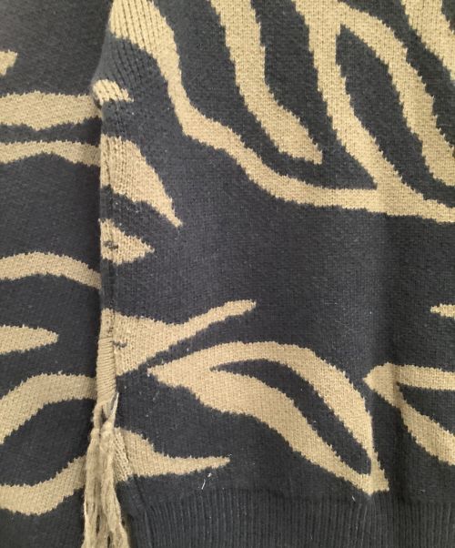MAISON SPECIAL（メゾンスペシャル）MAISON SPECIAL (メゾンスペシャル) ゼブラジャガードフリンジニット ブラウン サイズ:Mの古着・服飾アイテム