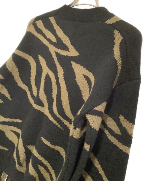 MAISON SPECIAL（メゾンスペシャル）MAISON SPECIAL (メゾンスペシャル) ゼブラジャガードフリンジニット ブラウン サイズ:Mの古着・服飾アイテム
