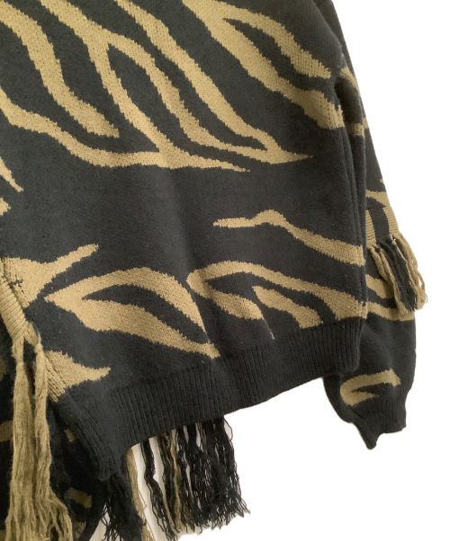 MAISON SPECIAL（メゾンスペシャル）MAISON SPECIAL (メゾンスペシャル) ゼブラジャガードフリンジニット ブラウン サイズ:Mの古着・服飾アイテム