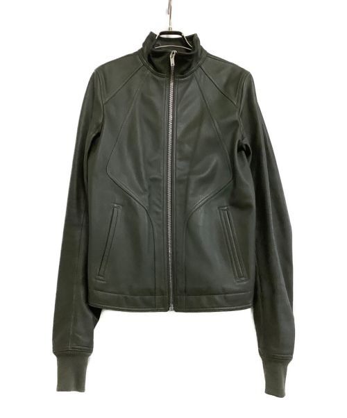 RICK OWENS（リックオウエンス）RICK OWENS (リック オウエンス) ハイネックパネルレザージャケット グレー サイズ:46の古着・服飾アイテム
