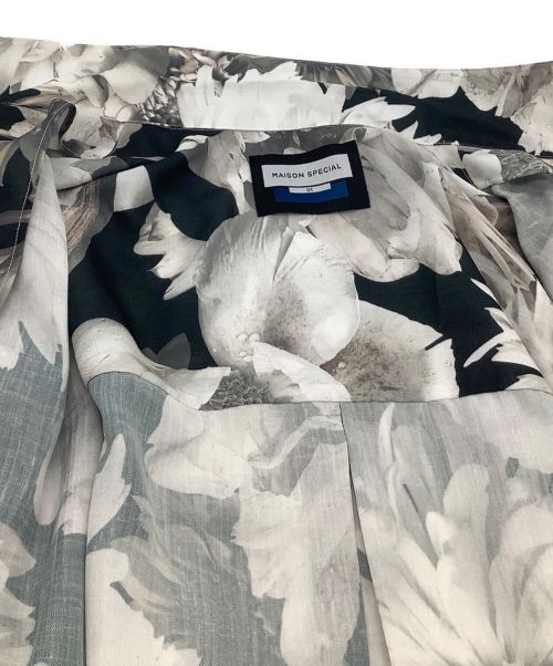 MAISON SPECIAL（メゾンスペシャル）MAISON SPECIAL (メゾンスペシャル) シアープリントプライムオーバーオープンカラーショートスリーブシャツ ホワイト×カーキ サイズ:01の古着・服飾アイテム