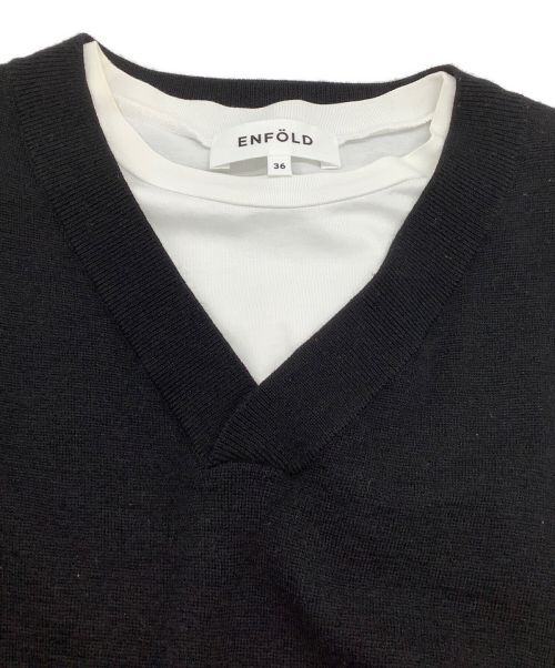 ENFOLD（エンフォルド）ENFOLD (エンフォルド) レイヤードワンピース ブラック×ホワイト サイズ:36の古着・服飾アイテム