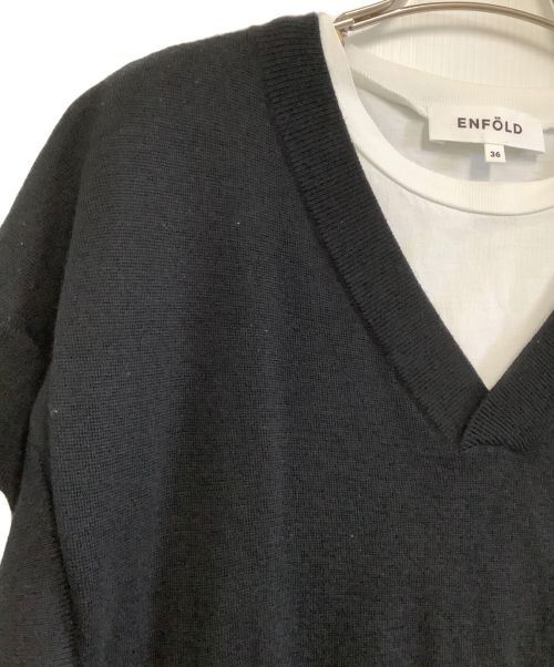 ENFOLD（エンフォルド）ENFOLD (エンフォルド) レイヤードワンピース ブラック×ホワイト サイズ:36の古着・服飾アイテム