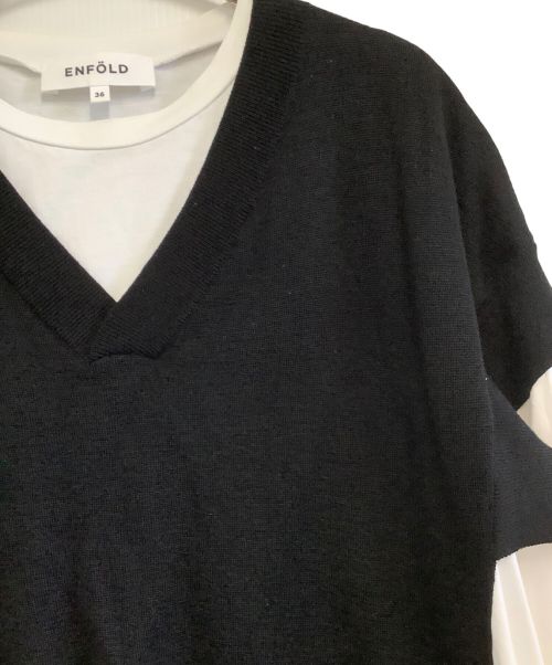 ENFOLD（エンフォルド）ENFOLD (エンフォルド) レイヤードワンピース ブラック×ホワイト サイズ:36の古着・服飾アイテム