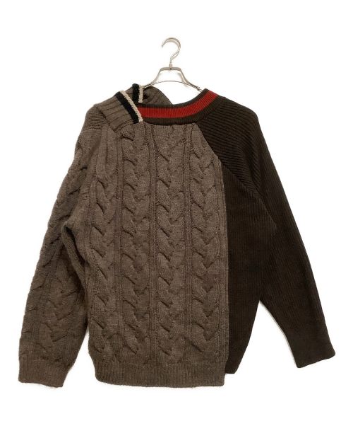 KOLOR（カラー）KOLOR (カラー) ケーブルニット CABLE V-NECK KNIT ブラウン サイズ:3の古着・服飾アイテム