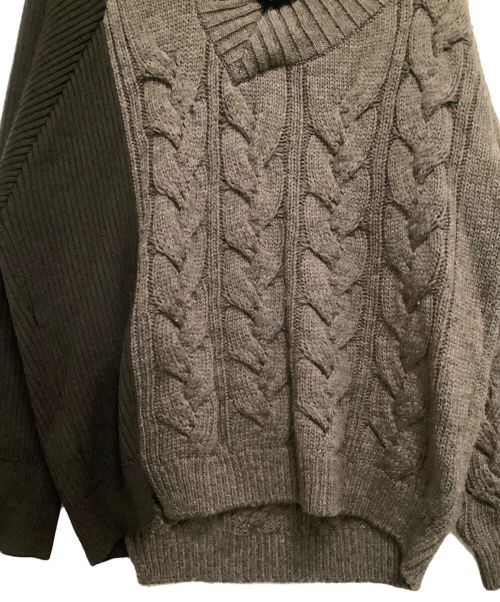 KOLOR（カラー）KOLOR (カラー) ケーブルニット CABLE V-NECK KNIT ブラウン サイズ:3の古着・服飾アイテム