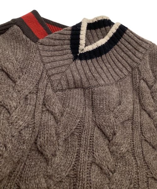 KOLOR（カラー）KOLOR (カラー) ケーブルニット CABLE V-NECK KNIT ブラウン サイズ:3の古着・服飾アイテム