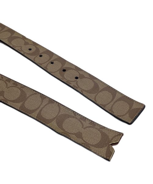 COACH（コーチ）COACH (コーチ) リバーシブルベルト シグネチャー ベージュ×レッドの古着・服飾アイテム