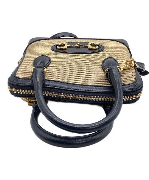 GUCCI（グッチ）GUCCI (グッチ) スモールトップハンドルバッグ ベージュ×ネイビーの古着・服飾アイテム