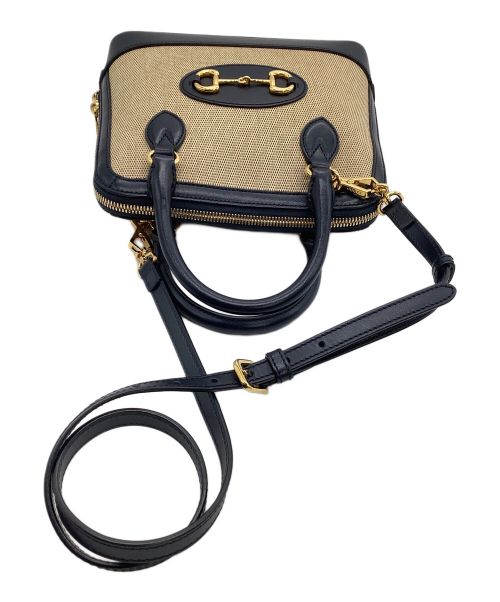 GUCCI（グッチ）GUCCI (グッチ) スモールトップハンドルバッグ ベージュ×ネイビーの古着・服飾アイテム