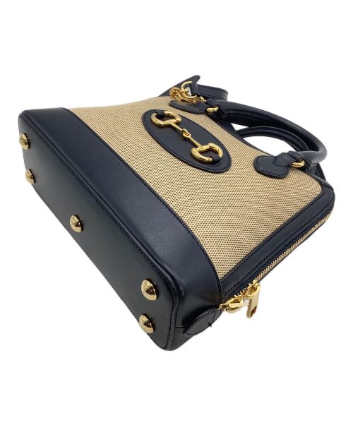 GUCCI（グッチ）GUCCI (グッチ) スモールトップハンドルバッグ ベージュ×ネイビーの古着・服飾アイテム