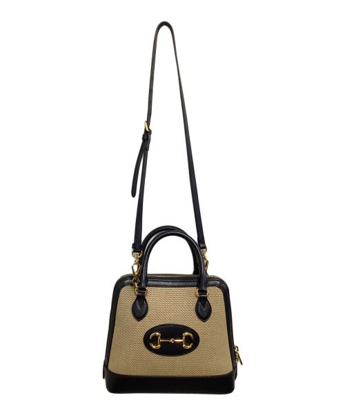 GUCCI（グッチ）GUCCI (グッチ) スモールトップハンドルバッグ ベージュ×ネイビーの古着・服飾アイテム