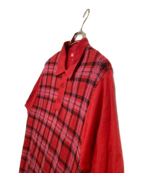 SUPREME（シュプリーム）SUPREME (シュプリーム) ニットポロシャツ Plaid Knit S/S Polo レッド サイズ:Lの古着・服飾アイテム