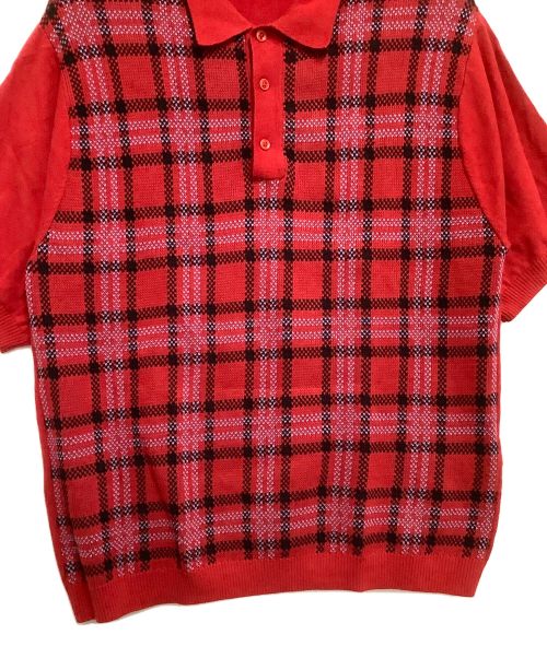 SUPREME（シュプリーム）SUPREME (シュプリーム) ニットポロシャツ Plaid Knit S/S Polo レッド サイズ:Lの古着・服飾アイテム