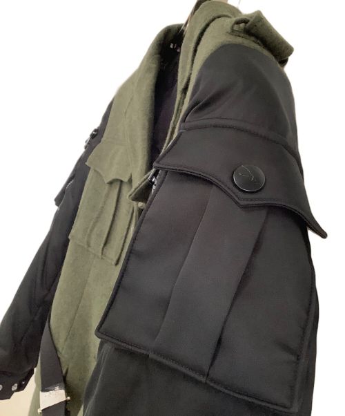 PRADA（プラダ）PRADA (プラダ) ダウン切替ウールジャケット カーキ×ブラック サイズ:36の古着・服飾アイテム