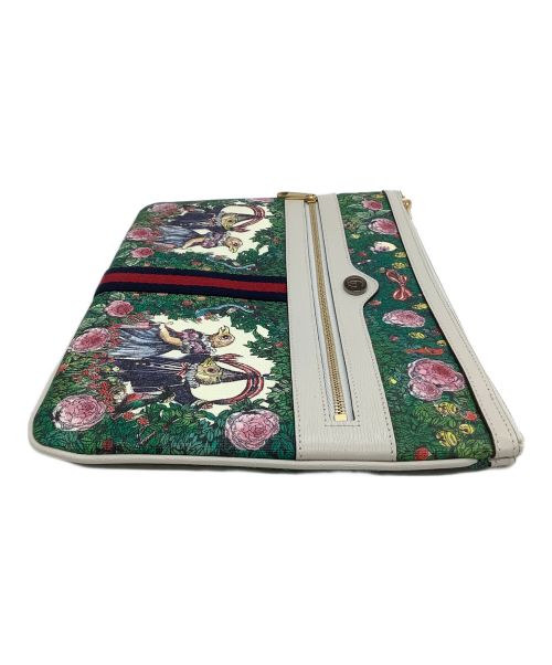 GUCCI（グッチ）GUCCI (グッチ) ヒグチ ユウコ セカンドバッグ GGスプリームキャンバス グリーン×ホワイトの古着・服飾アイテム