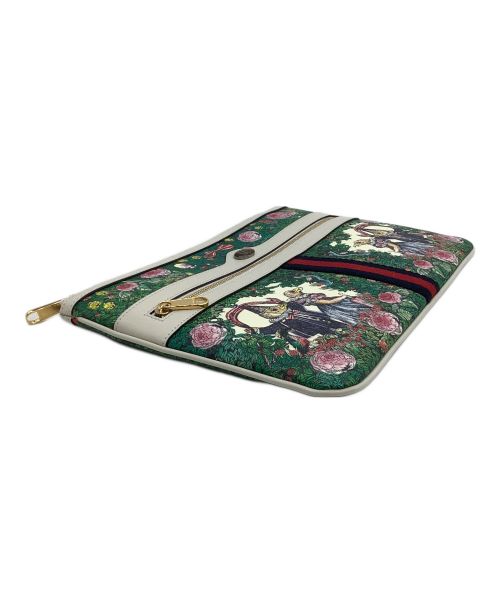 GUCCI（グッチ）GUCCI (グッチ) ヒグチ ユウコ セカンドバッグ GGスプリームキャンバス グリーン×ホワイトの古着・服飾アイテム