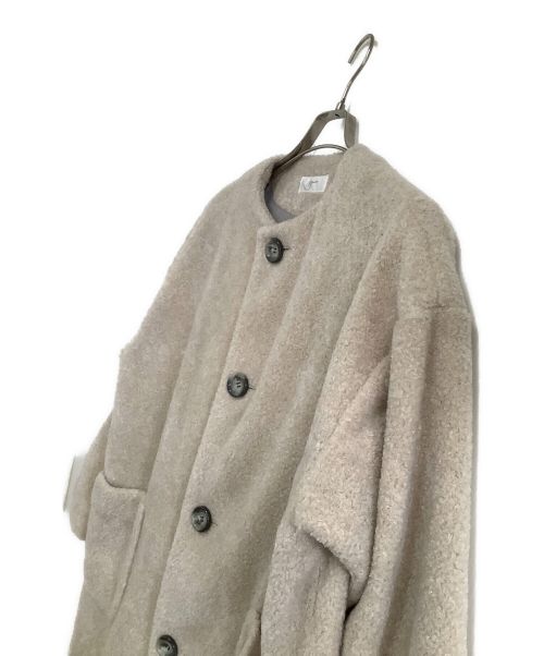 grin（グリン）grin (グリン) ウールボアノーカラーコート アイボリー サイズ:２の古着・服飾アイテム