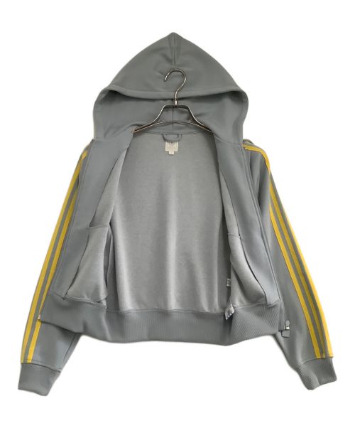 adidas（アディダス）adidas (アディダス) トラックジャケット　	00’s フロッキー加工 グレー×イエロー サイズ:Mの古着・服飾アイテム