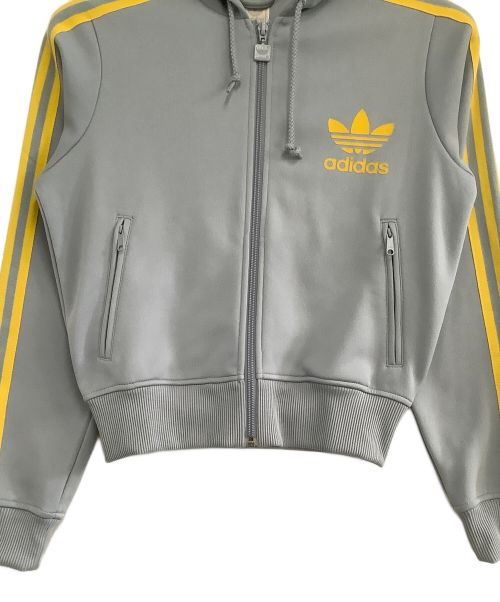adidas（アディダス）adidas (アディダス) トラックジャケット　	00’s フロッキー加工 グレー×イエロー サイズ:Mの古着・服飾アイテム