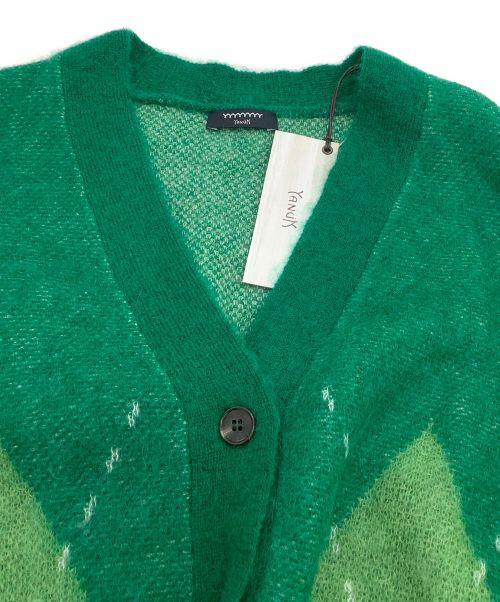 YANUK（ヤヌーク）YANUK (ヤヌーク) ニットカーディガン アーガイルカーディガン グリーン サイズ:free 未使用品の古着・服飾アイテム