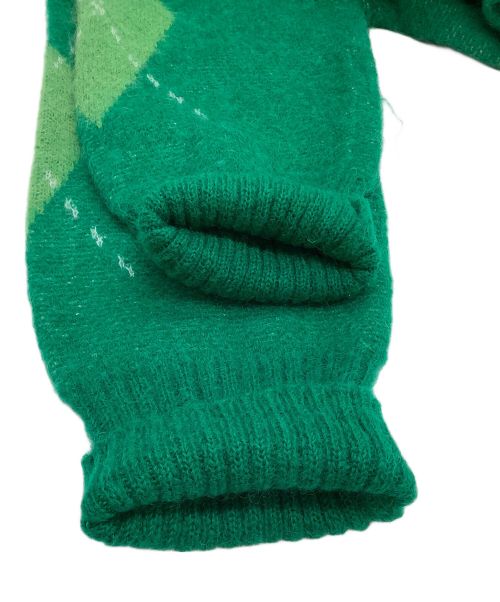 YANUK（ヤヌーク）YANUK (ヤヌーク) ニットカーディガン アーガイルカーディガン グリーン サイズ:free 未使用品の古着・服飾アイテム