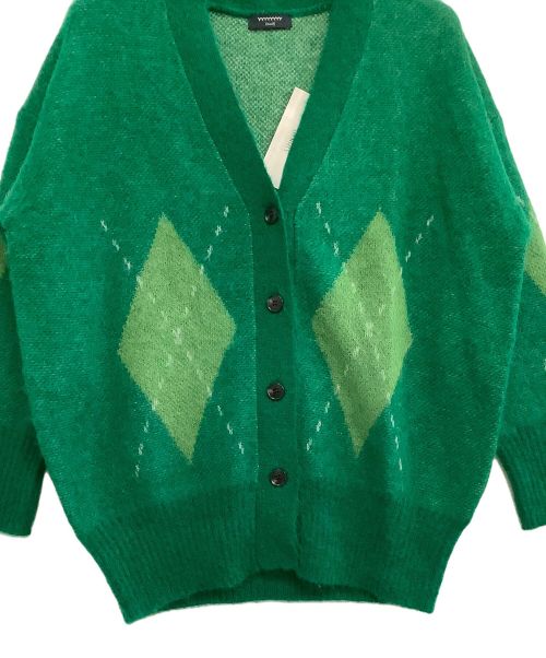YANUK（ヤヌーク）YANUK (ヤヌーク) ニットカーディガン アーガイルカーディガン グリーン サイズ:free 未使用品の古着・服飾アイテム