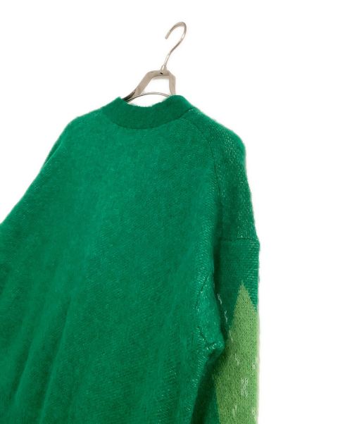 YANUK（ヤヌーク）YANUK (ヤヌーク) ニットカーディガン アーガイルカーディガン グリーン サイズ:free 未使用品の古着・服飾アイテム