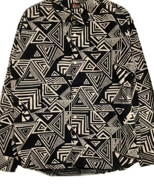 MASSES（マシス）MASSES (マシス) シャツ 	GEOMETRIC SHIRTS ブラック×ホワイト サイズ:Mの古着・服飾アイテム