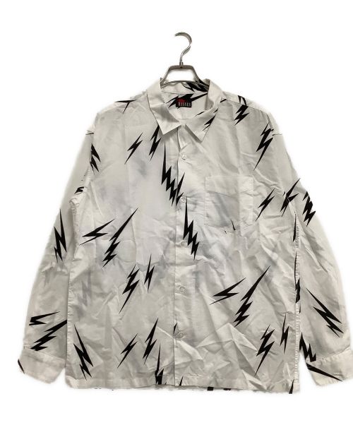 MASSES（マシス）MASSES (マシス) シャツ LIGHATNING SHIRTS ホワイト×ブラック サイズ:Mの古着・服飾アイテム