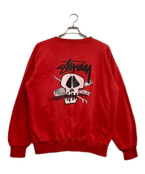 stussy（ステューシー）stussy (ステューシー) クルーネックスウェット レッド サイズ:Lの古着・服飾アイテム