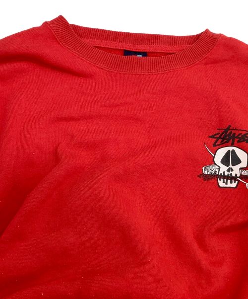 stussy（ステューシー）stussy (ステューシー) クルーネックスウェット レッド サイズ:Lの古着・服飾アイテム