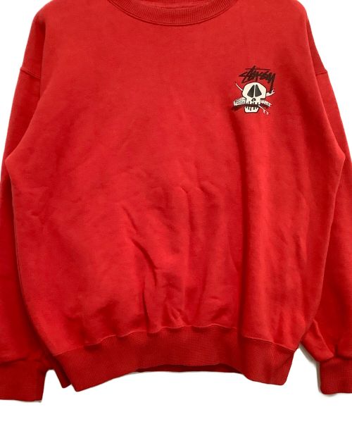 stussy（ステューシー）stussy (ステューシー) クルーネックスウェット レッド サイズ:Lの古着・服飾アイテム