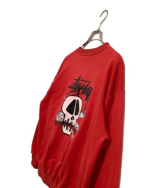 stussy（ステューシー）stussy (ステューシー) クルーネックスウェット レッド サイズ:Lの古着・服飾アイテム