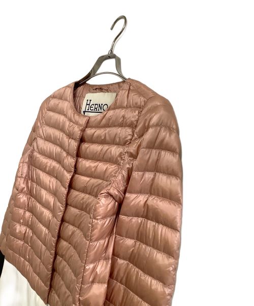 HERNO（ヘルノ）HERNO (ヘルノ) 切替ダウンコート ピンク×ホワイト サイズ:40の古着・服飾アイテム