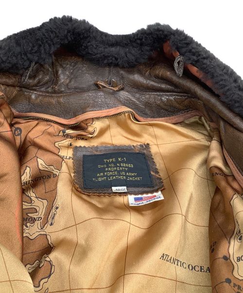 US ARMY（ユーエスアーミー）US ARMY (ユーエスアーミー) フライトジャケット TYPE K-1 ブラウン サイズ:Lの古着・服飾アイテム
