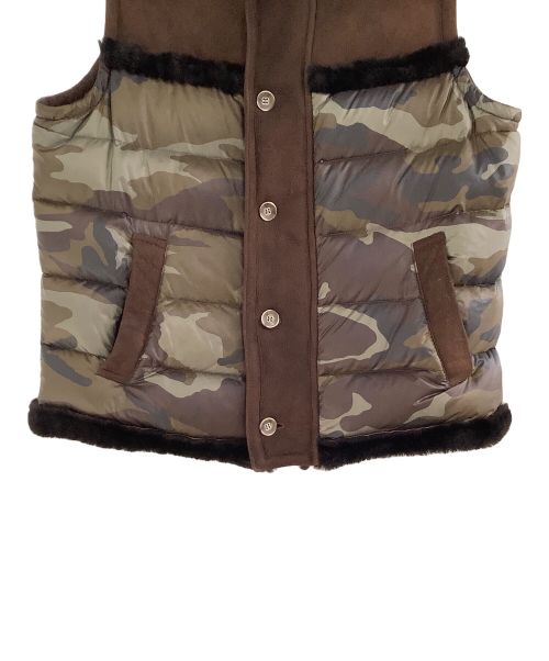 EMMETI（エンメティ）EMMETI (エンメティ) ダウンベスト グリーン×ブラウン サイズ:48の古着・服飾アイテム