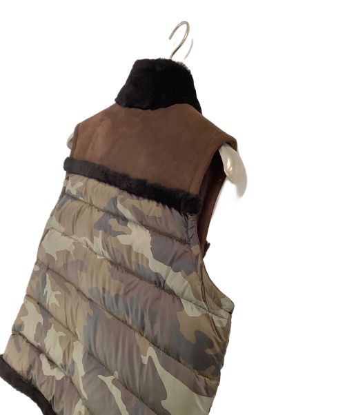 EMMETI（エンメティ）EMMETI (エンメティ) ダウンベスト グリーン×ブラウン サイズ:48の古着・服飾アイテム