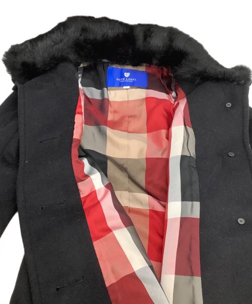 BLUE LABEL CRESTBRIDGE（ブルーレーベルクレストブリッジ）BLUE LABEL CRESTBRIDGE (ブルーレーベルクレストブリッジ) ファー付ウールコート ブラック サイズ:38の古着・服飾アイテム