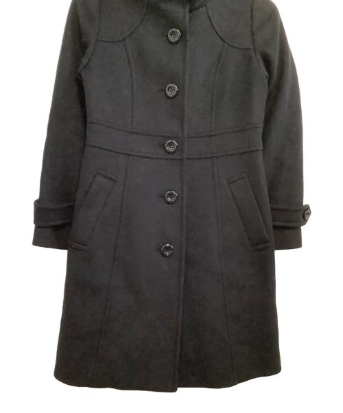 BLUE LABEL CRESTBRIDGE（ブルーレーベルクレストブリッジ）BLUE LABEL CRESTBRIDGE (ブルーレーベルクレストブリッジ) ファー付ウールコート ブラック サイズ:38の古着・服飾アイテム