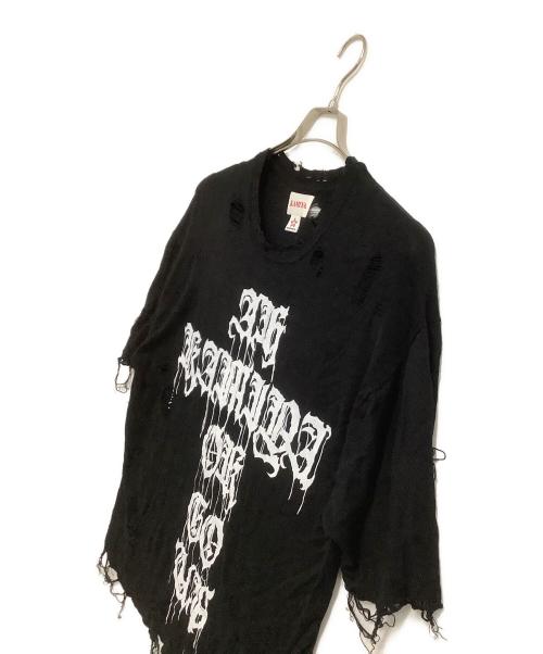 KAMIYA（カミヤ）KAMIYA (カミヤ) PRINTED KNIT TEE ブラック サイズ:Sの古着・服飾アイテム