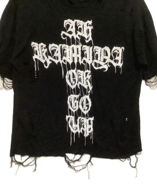 KAMIYA（カミヤ）KAMIYA (カミヤ) PRINTED KNIT TEE ブラック サイズ:Sの古着・服飾アイテム