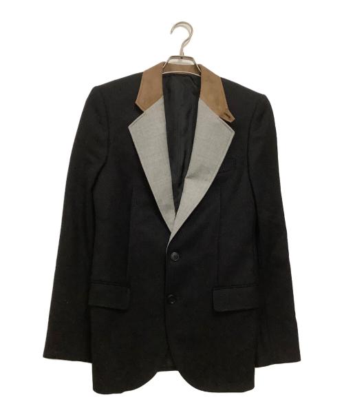 BALENCIAGA（バレンシアガ）BALENCIAGA (バレンシアガ) COMME des GARCONS (コムデギャルソン) 2Bウールジャケット ブラック×グレー サイズ:44の古着・服飾アイテム