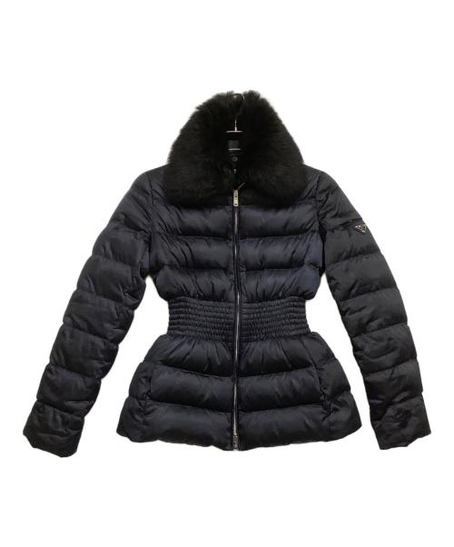 PRADA（プラダ）PRADA (プラダ) ファーウェストシェイプダウンジャケット ネイビー サイズ:38の古着・服飾アイテム