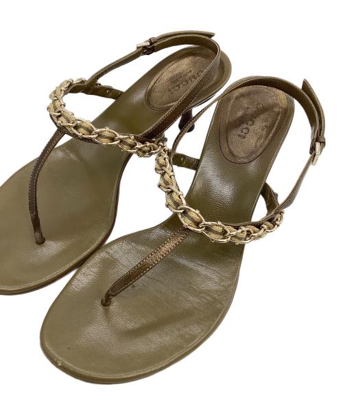 GUCCI（グッチ）GUCCI (グッチ) ヒールサンダル グリーン サイズ:36Cの古着・服飾アイテム
