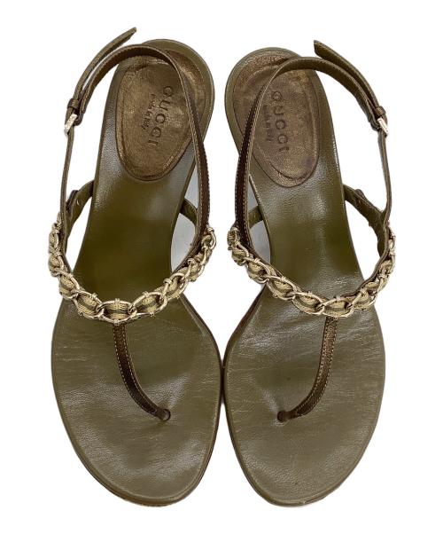 GUCCI（グッチ）GUCCI (グッチ) ヒールサンダル グリーン サイズ:36Cの古着・服飾アイテム