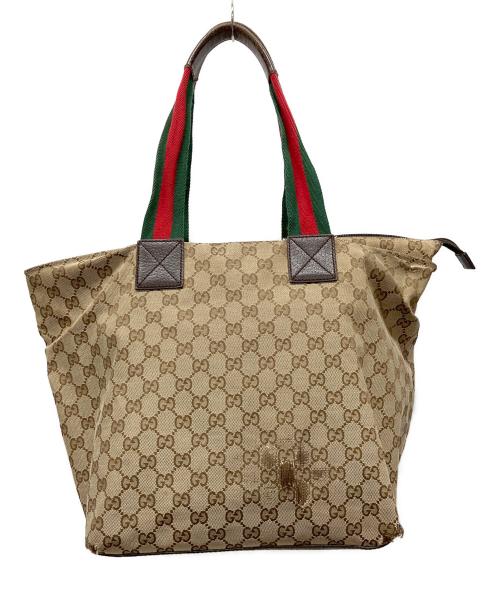 GUCCI（グッチ）GUCCI (グッチ) トートバッグ ベージュ×ブラウンの古着・服飾アイテム