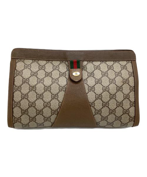 GUCCI（グッチ）GUCCI (グッチ) クラッチバッグ　OLD GUCCI　GGスプリーム　 ベージュ×ブラウンの古着・服飾アイテム