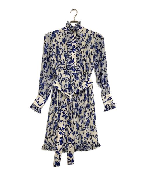 TORY BURCH（トリーバーチ）TORY BURCH (トリーバーチ) プリーツワンピース ホワイト×ブルー サイズ:00の古着・服飾アイテム