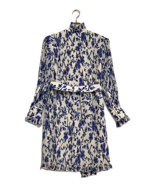 TORY BURCH（トリーバーチ）TORY BURCH (トリーバーチ) プリーツワンピース ホワイト×ブルー サイズ:00の古着・服飾アイテム